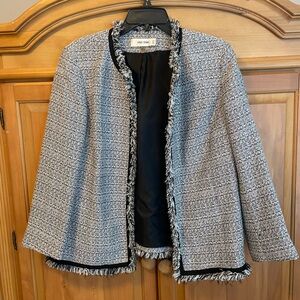 Jones Studio Monochrome Tweed Jacket with Fringe